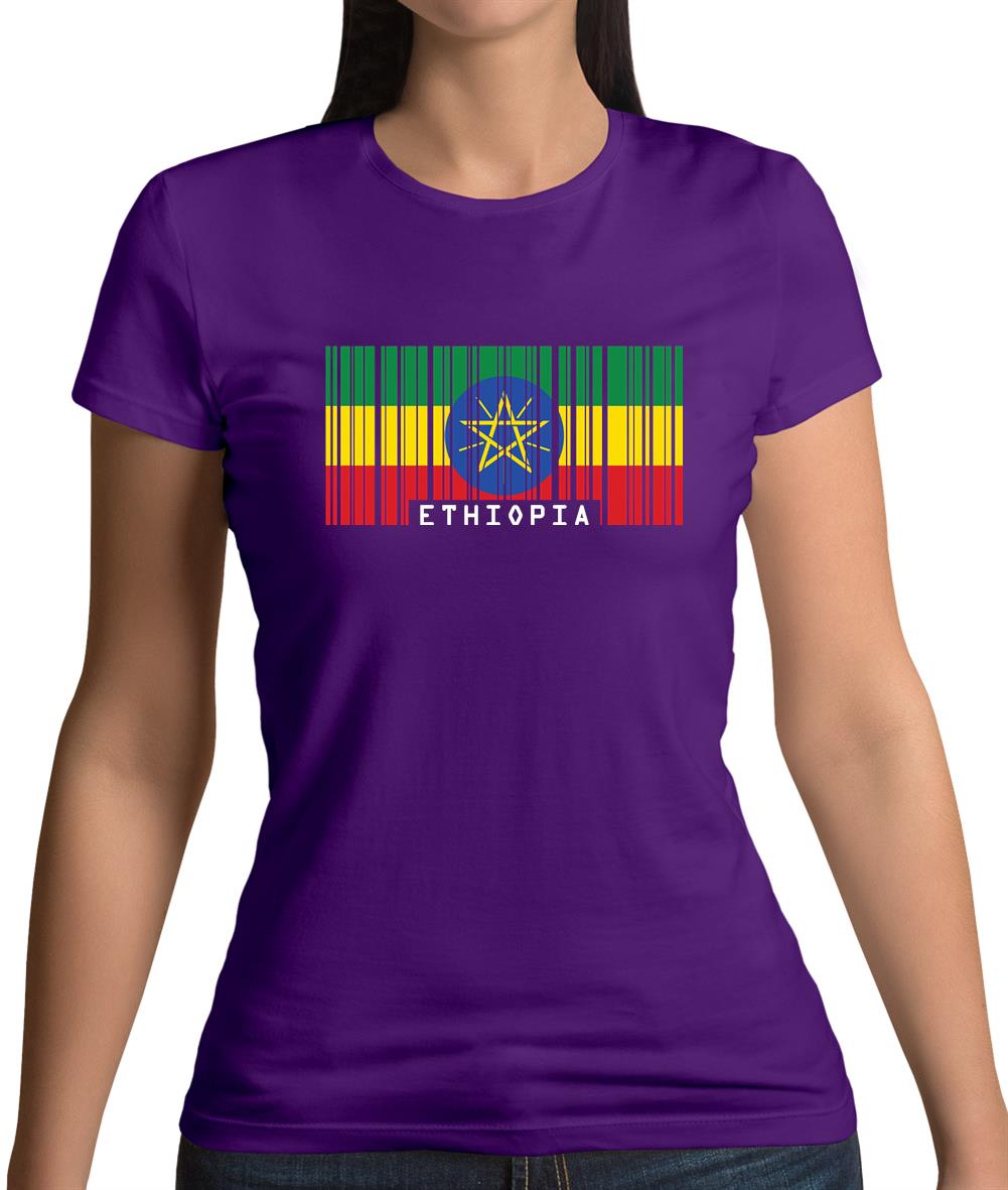 Ethiopia Barcode Style Flag Womens T-Shirt Ethiopia Barcode Style Flag Womens T-Shirt