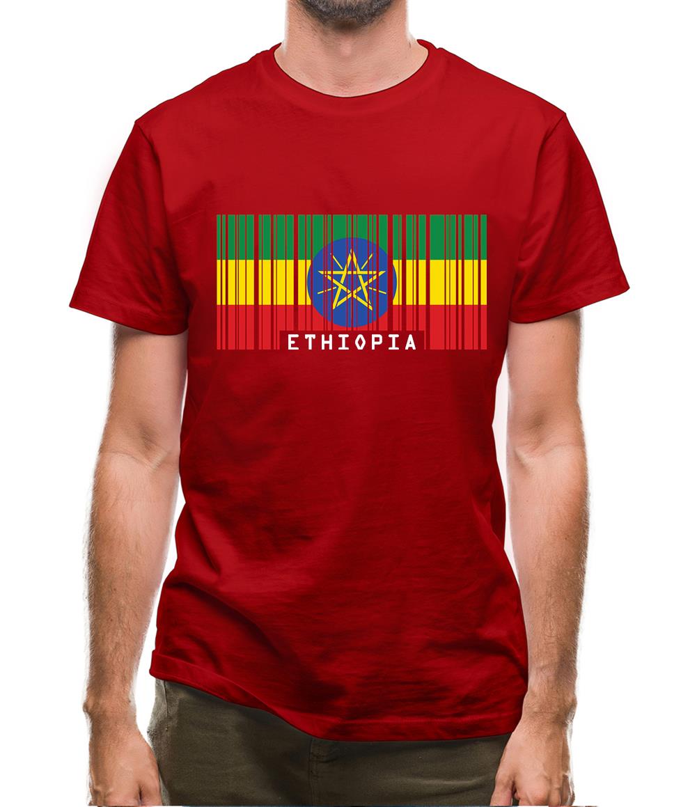 Ethiopia Barcode Style Flag Mens T-Shirt Ethiopia Barcode Style Flag Mens T-Shirt