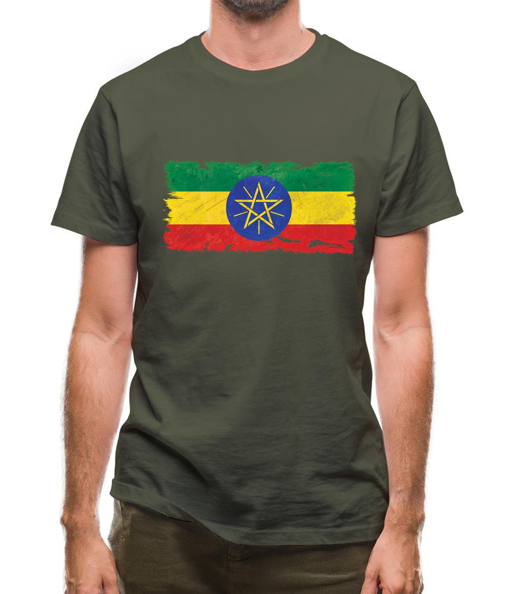 Ethiopia Grunge Style Flag Mens T-Shirt Ethiopia Grunge Style Flag Mens T-Shirt