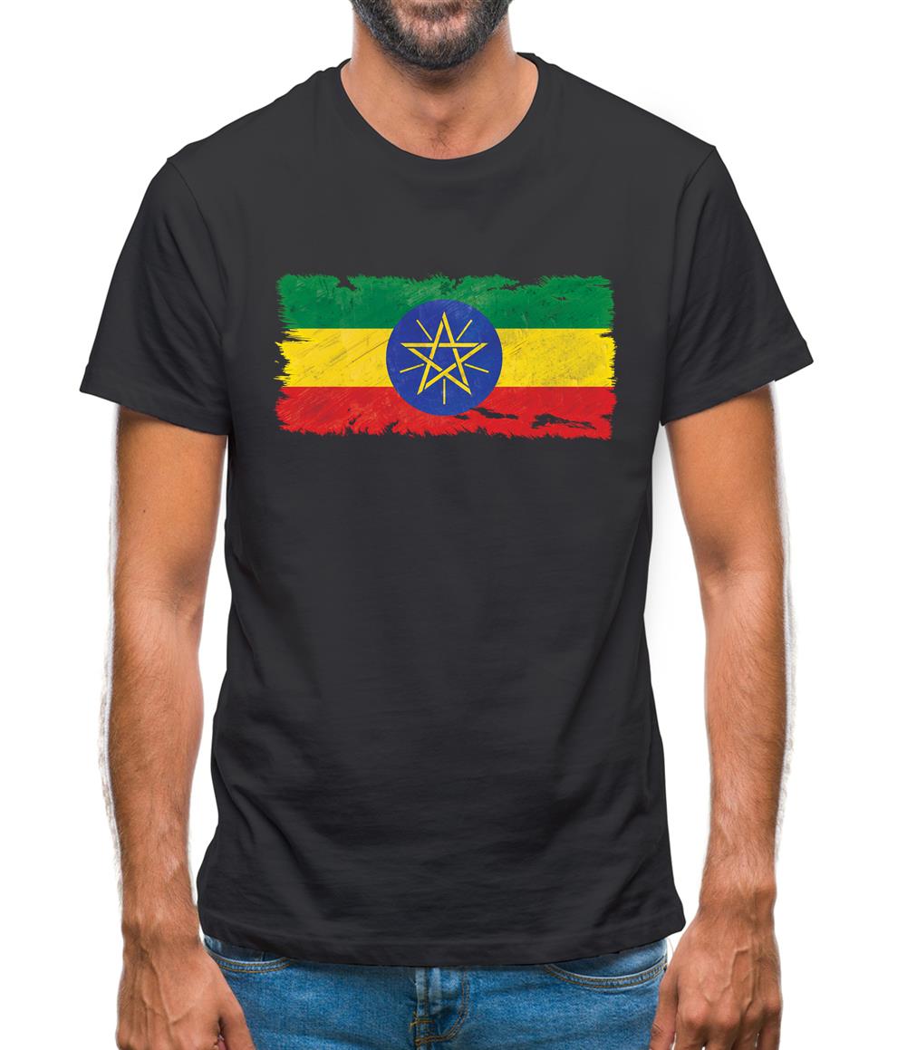 Ethiopia Grunge Style Flag Mens T-Shirt Ethiopia Grunge Style Flag Mens T-Shirt