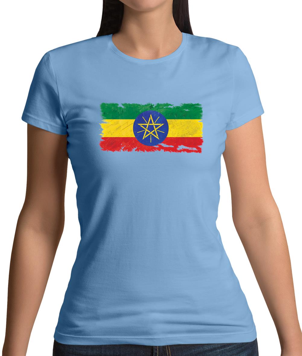 Ethiopia Grunge Style Flag Womens T-Shirt Ethiopia Grunge Style Flag Womens T-Shirt