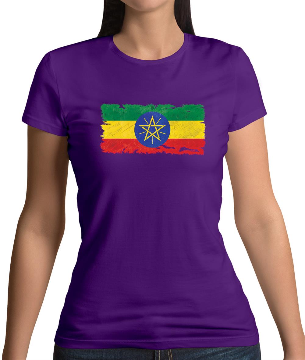 Ethiopia Grunge Style Flag Womens T-Shirt Ethiopia Grunge Style Flag Womens T-Shirt