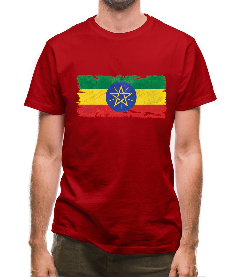 Ethiopia Grunge Style Flag Mens T-Shirt Ethiopia Grunge Style Flag Mens T-Shirt