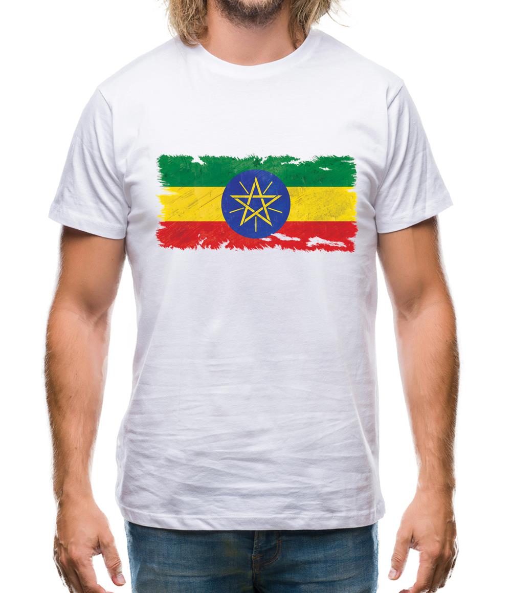 Ethiopia Grunge Style Flag Mens T-Shirt Ethiopia Grunge Style Flag Mens T-Shirt