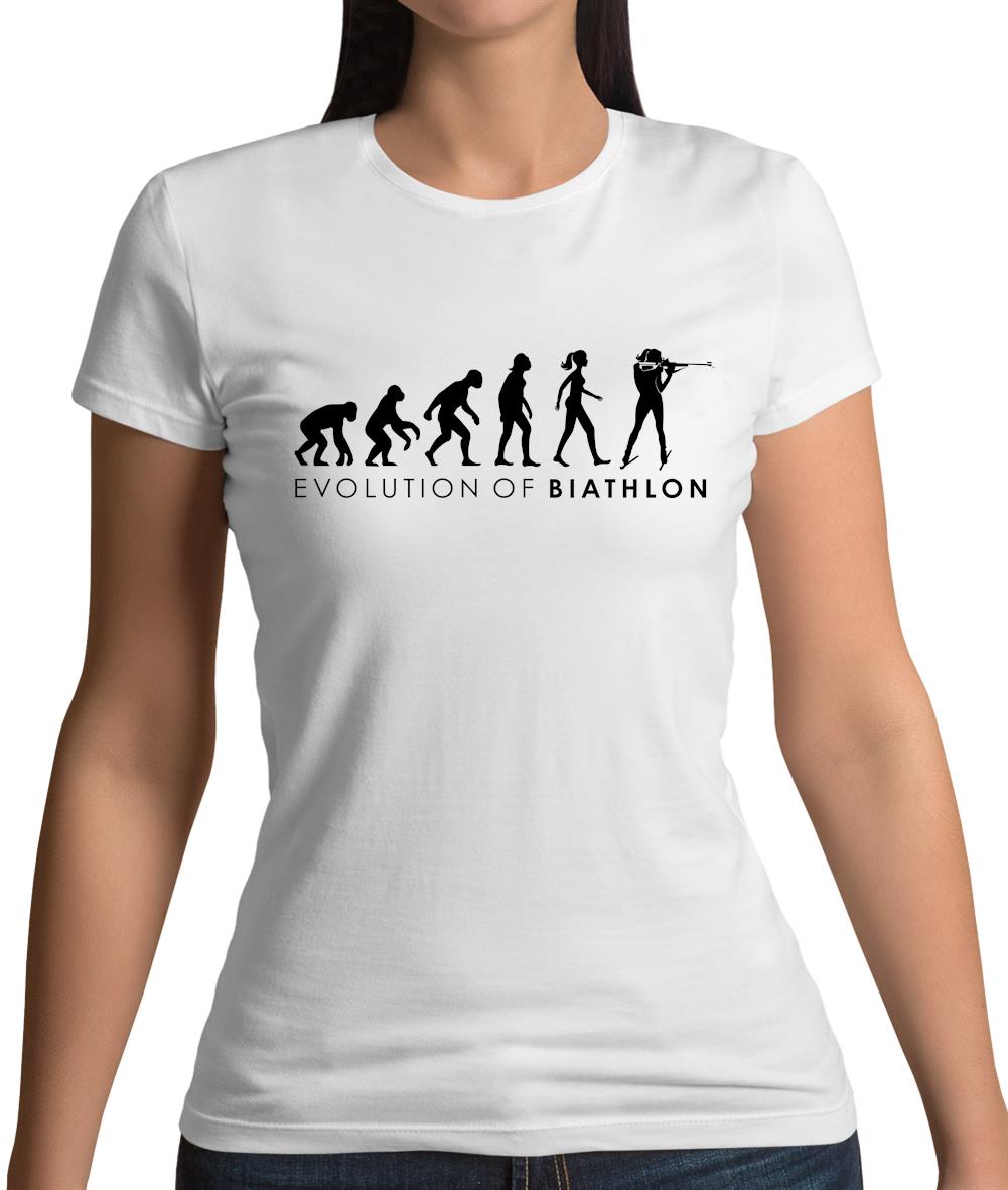 Evolution Of Woman Biathlon Womens T-Shirt Evolution Of Woman Biathlon Womens T-Shirt