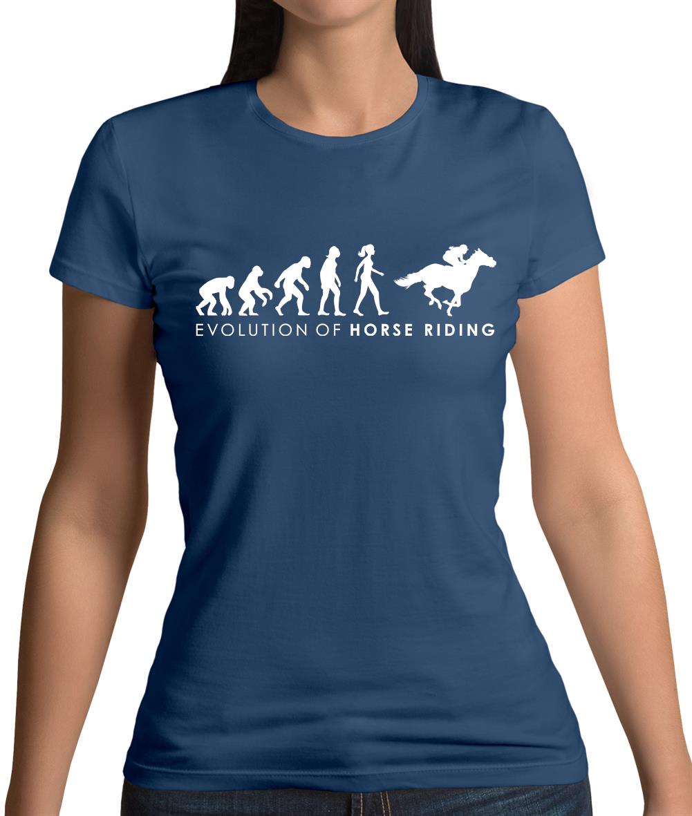 Evolution Of Woman Horse Riding Womens T-Shirt Evolution Of Woman Horse Riding Womens T-Shirt