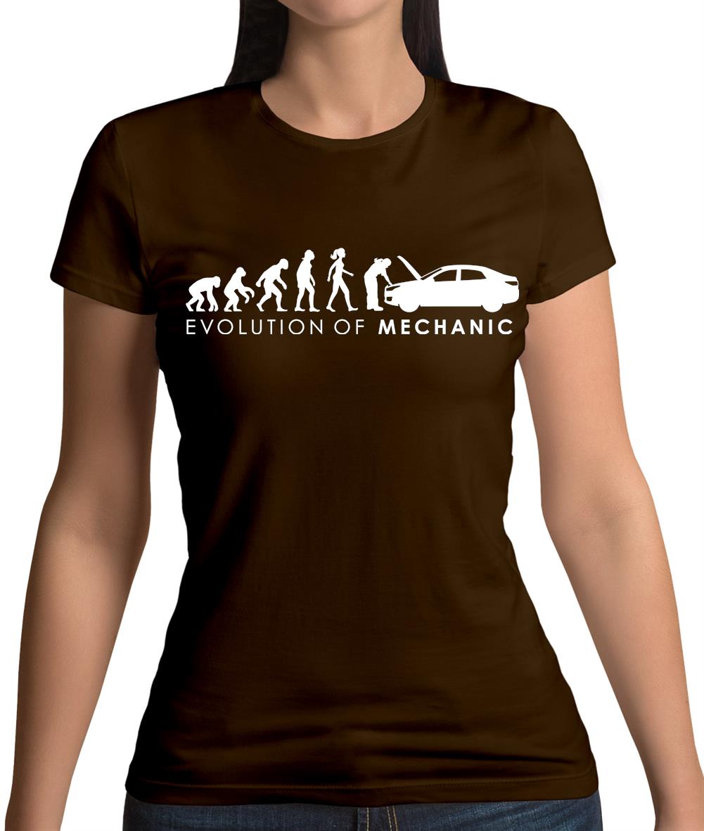 Evolution Of Woman Mechanic Womens T-Shirt Evolution Of Woman Mechanic Womens T-Shirt
