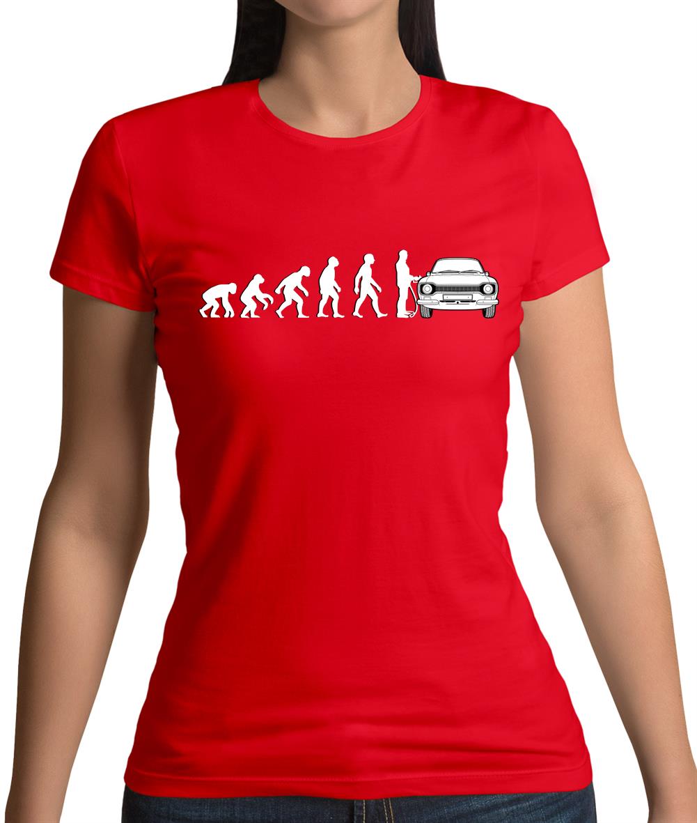 Evolution Of Man Mk1 Escort Driver Womens T-Shirt Evolution Of Man Mk1 Escort Driver Womens T-Shirt
