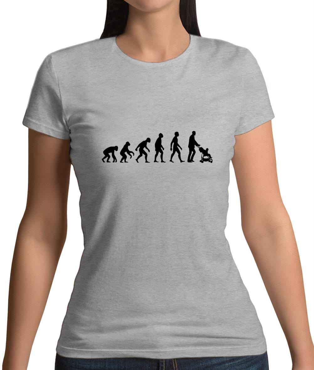 Evolution Of Man Push Chair Womens T-Shirt Evolution Of Man Push Chair Womens T-Shirt