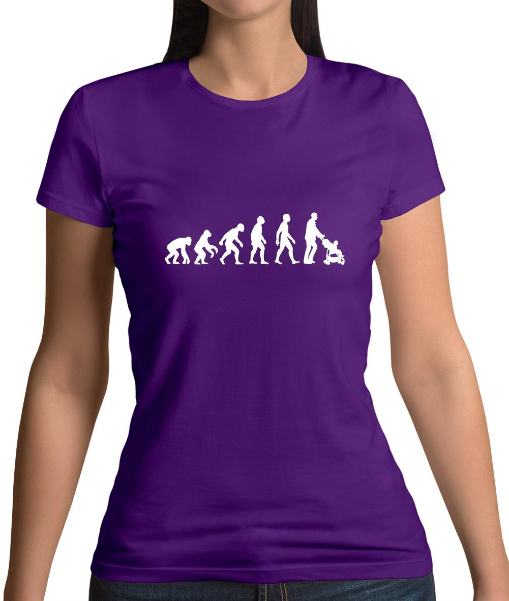 Evolution Of Man Push Chair Womens T-Shirt Evolution Of Man Push Chair Womens T-Shirt