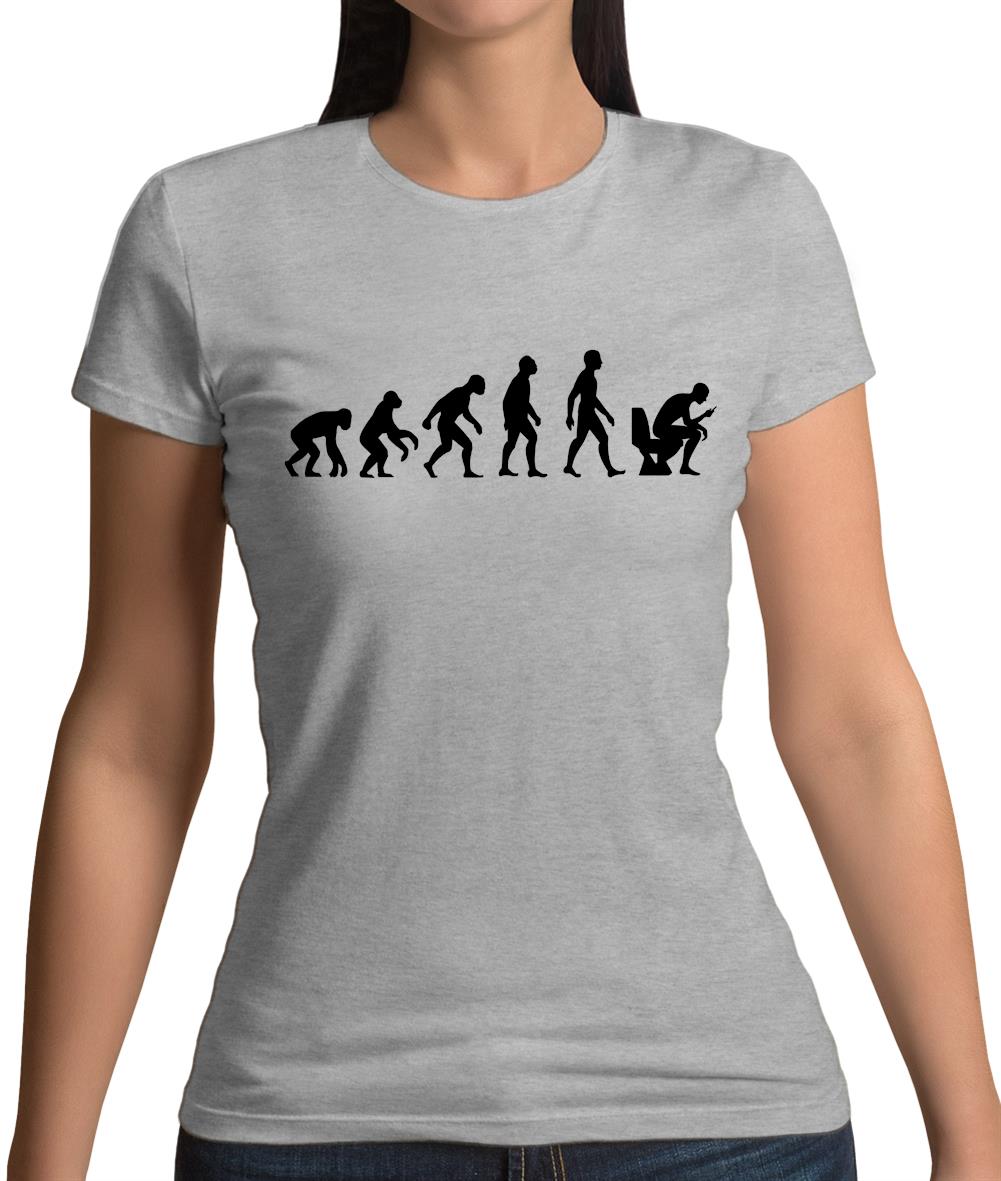 Evolution Of Man Phone On Toilet Womens T-Shirt Evolution Of Man Phone On Toilet Womens T-Shirt
