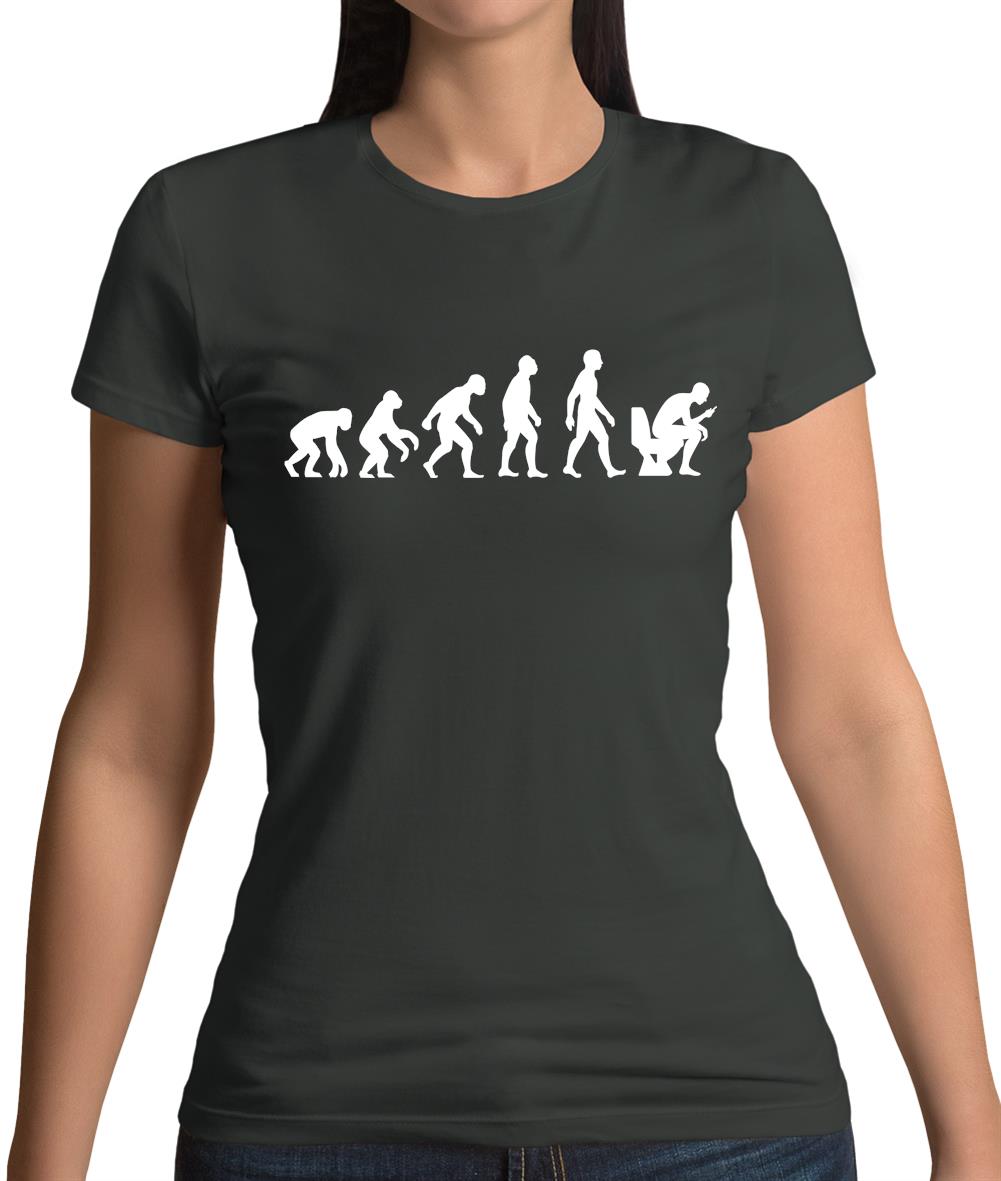 Evolution Of Man Phone On Toilet Womens T-Shirt Evolution Of Man Phone On Toilet Womens T-Shirt
