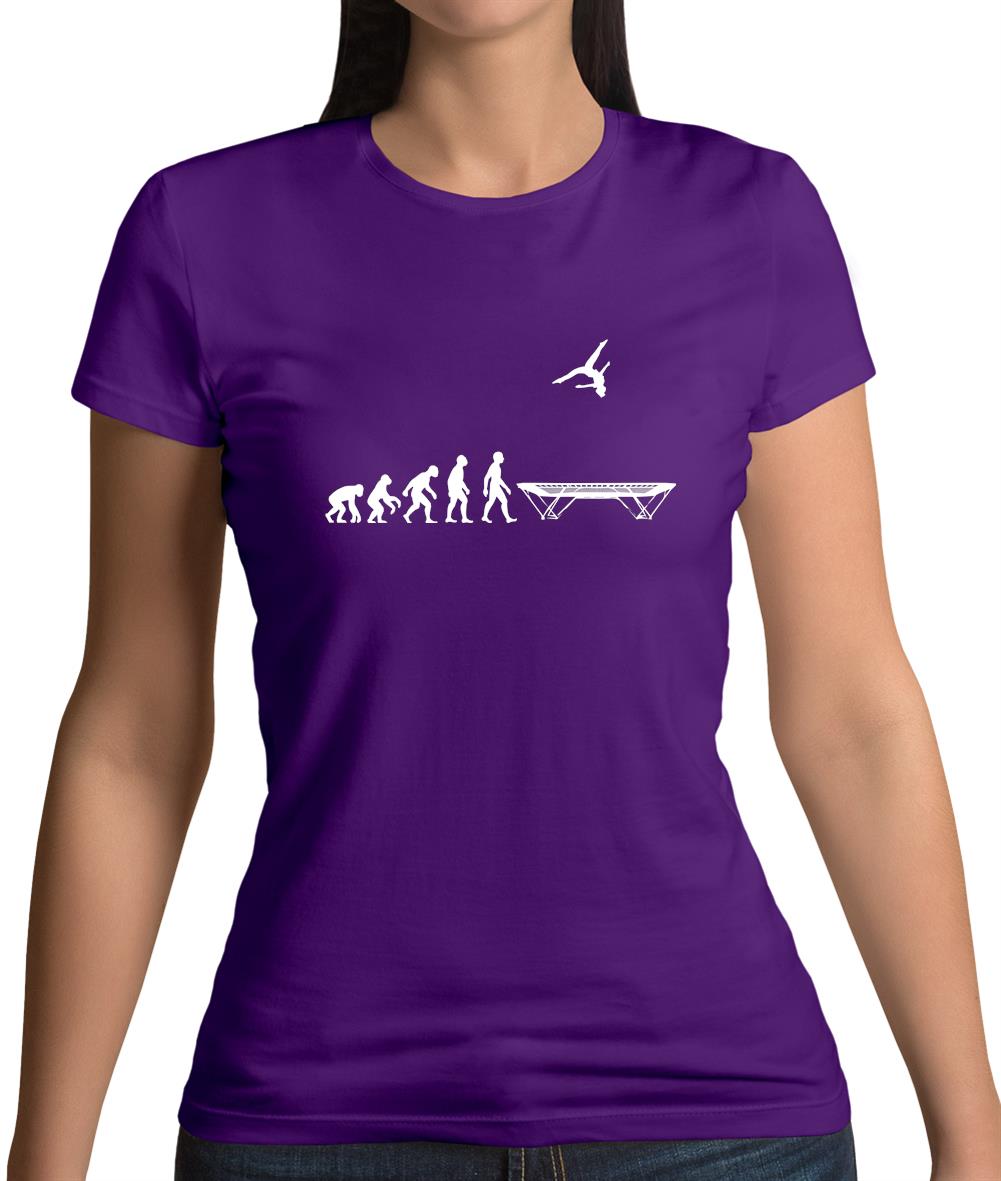 Evolution Of Man Trampolining Womens T-Shirt Evolution Of Man Trampolining Womens T-Shirt
