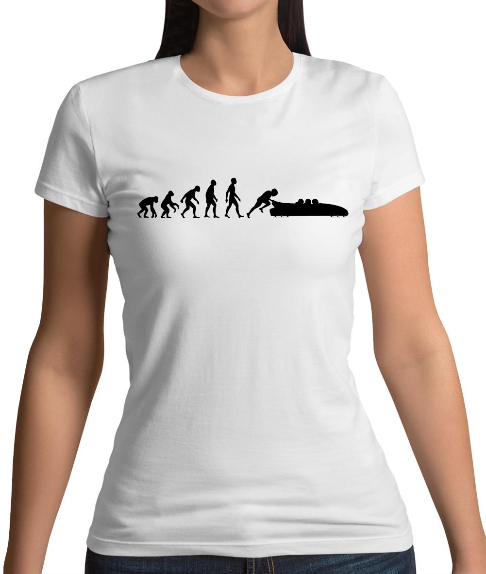 Evolution Of Man Bobsleigh Womens T-Shirt Evolution Of Man Bobsleigh Womens T-Shirt