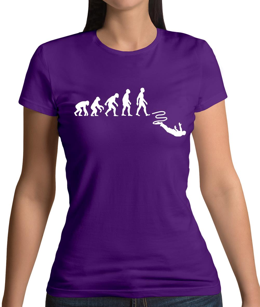 Evolution Of Man Bungee Jump Womens T-Shirt Evolution Of Man Bungee Jump Womens T-Shirt