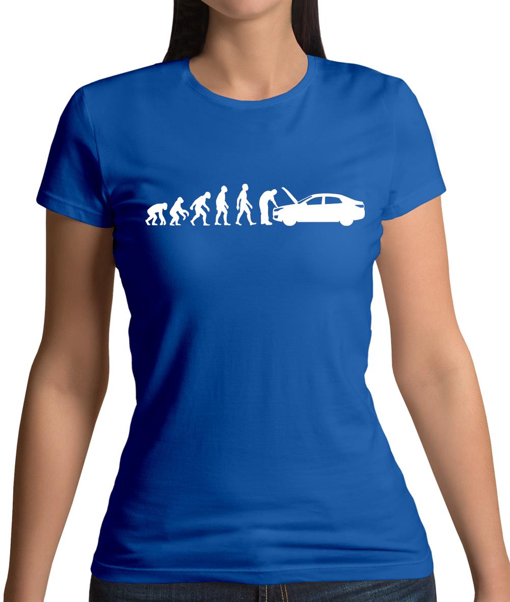 Evolution Of Man Car Mechanic Womens T-Shirt Evolution Of Man Car Mechanic Womens T-Shirt