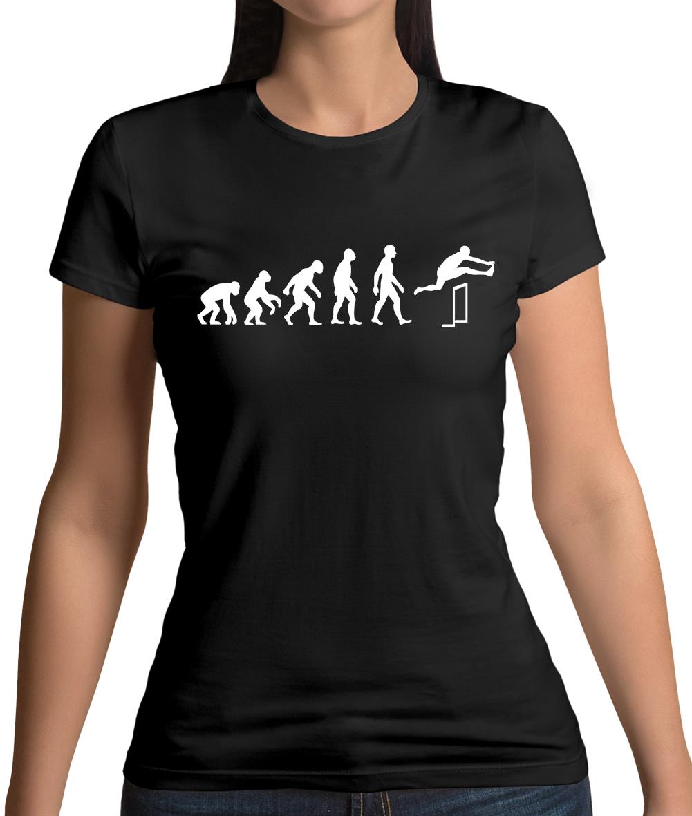 Evolution Of Man Hurdles Womens T-Shirt Evolution Of Man Hurdles Womens T-Shirt
