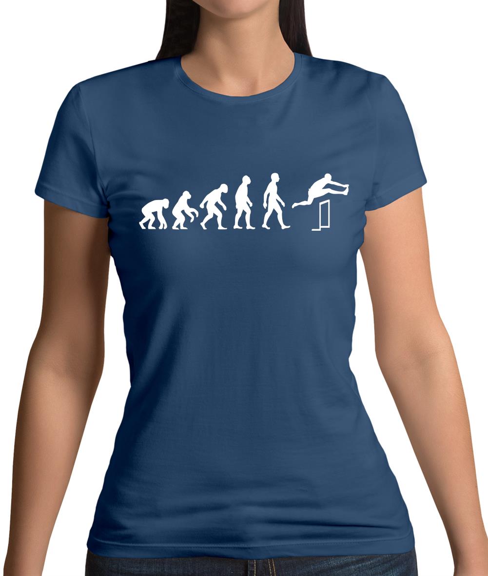 Evolution Of Man Hurdles Womens T-Shirt Evolution Of Man Hurdles Womens T-Shirt