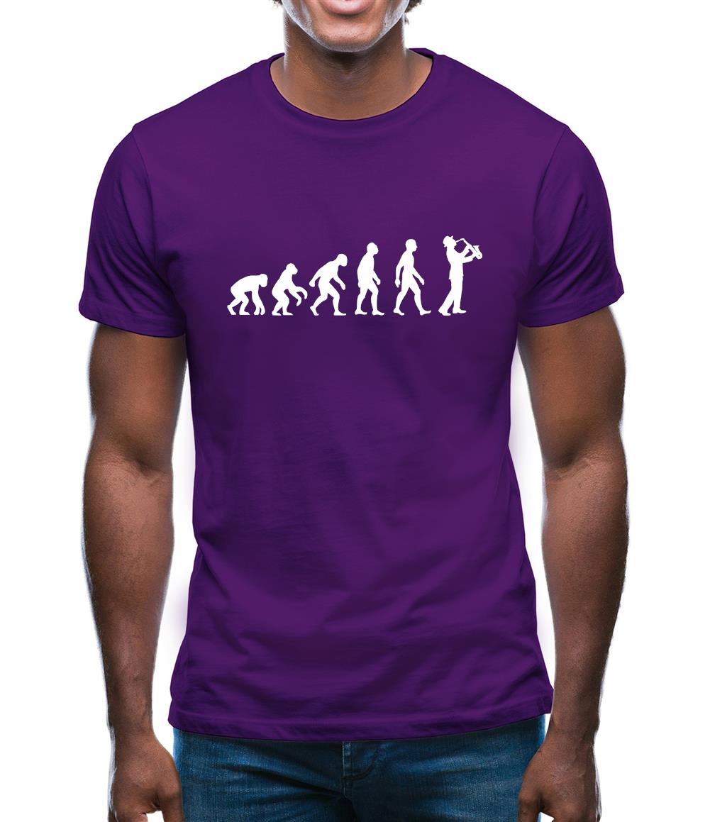 Evolution Of Man Saxophone Player Mens T-Shirt