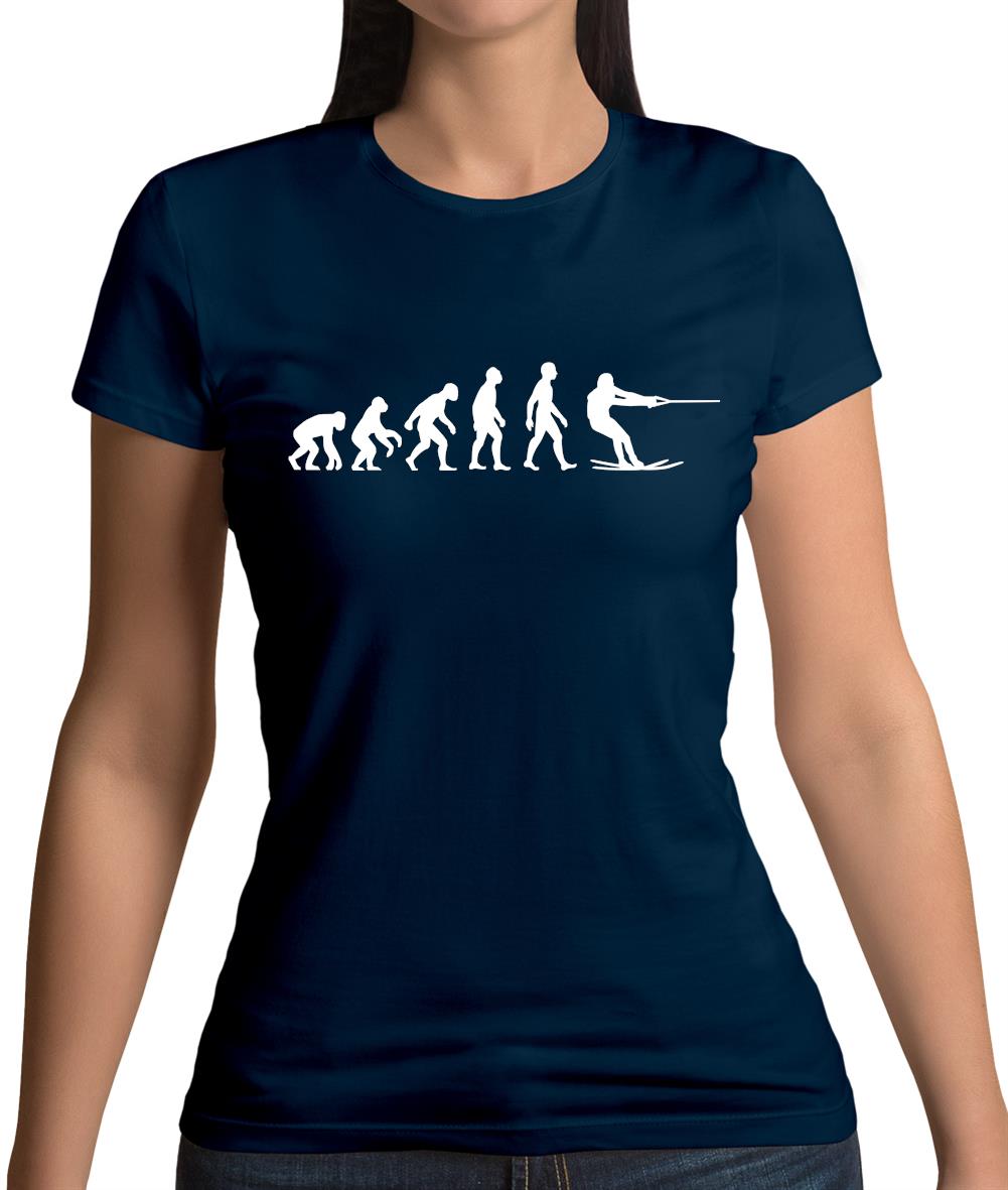 Evolution Of Man Waterski Womens T-Shirt Evolution Of Man Waterski Womens T-Shirt