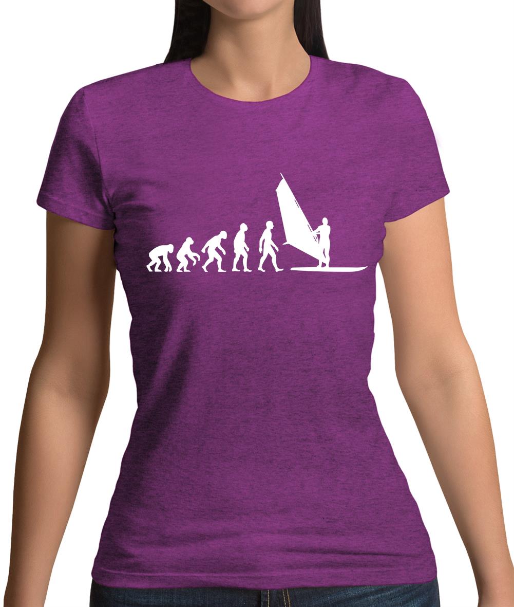 Evolution Of Man Windsurfing Womens T-Shirt Evolution Of Man Windsurfing Womens T-Shirt