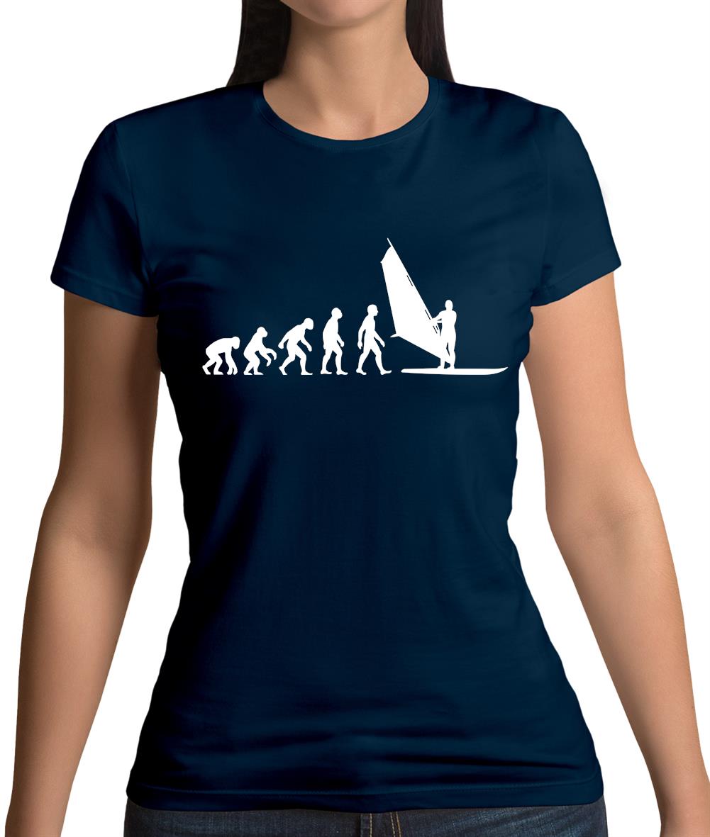 Evolution Of Man Windsurfing Womens T-Shirt Evolution Of Man Windsurfing Womens T-Shirt