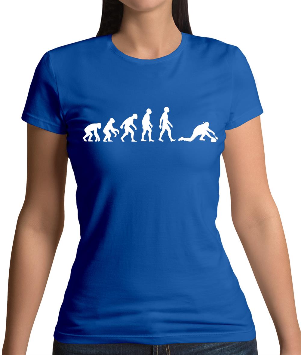 Evolution Of Man Curling Womens T-Shirt Evolution Of Man Curling Womens T-Shirt
