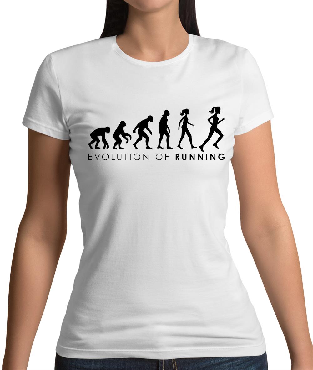 Evolution Of Woman Running Womens T-Shirt Evolution Of Woman Running Womens T-Shirt