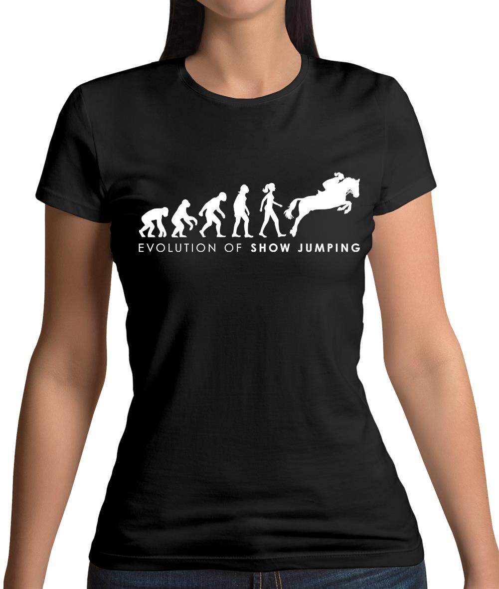 Evolution Of Woman Show Jumping Womens T-Shirt Evolution Of Woman Show Jumping Womens T-Shirt