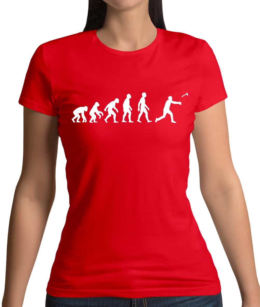 Evolution of Man Axe Throwing Womens T-Shirt Evolution of Man Axe Throwing Womens T-Shirt