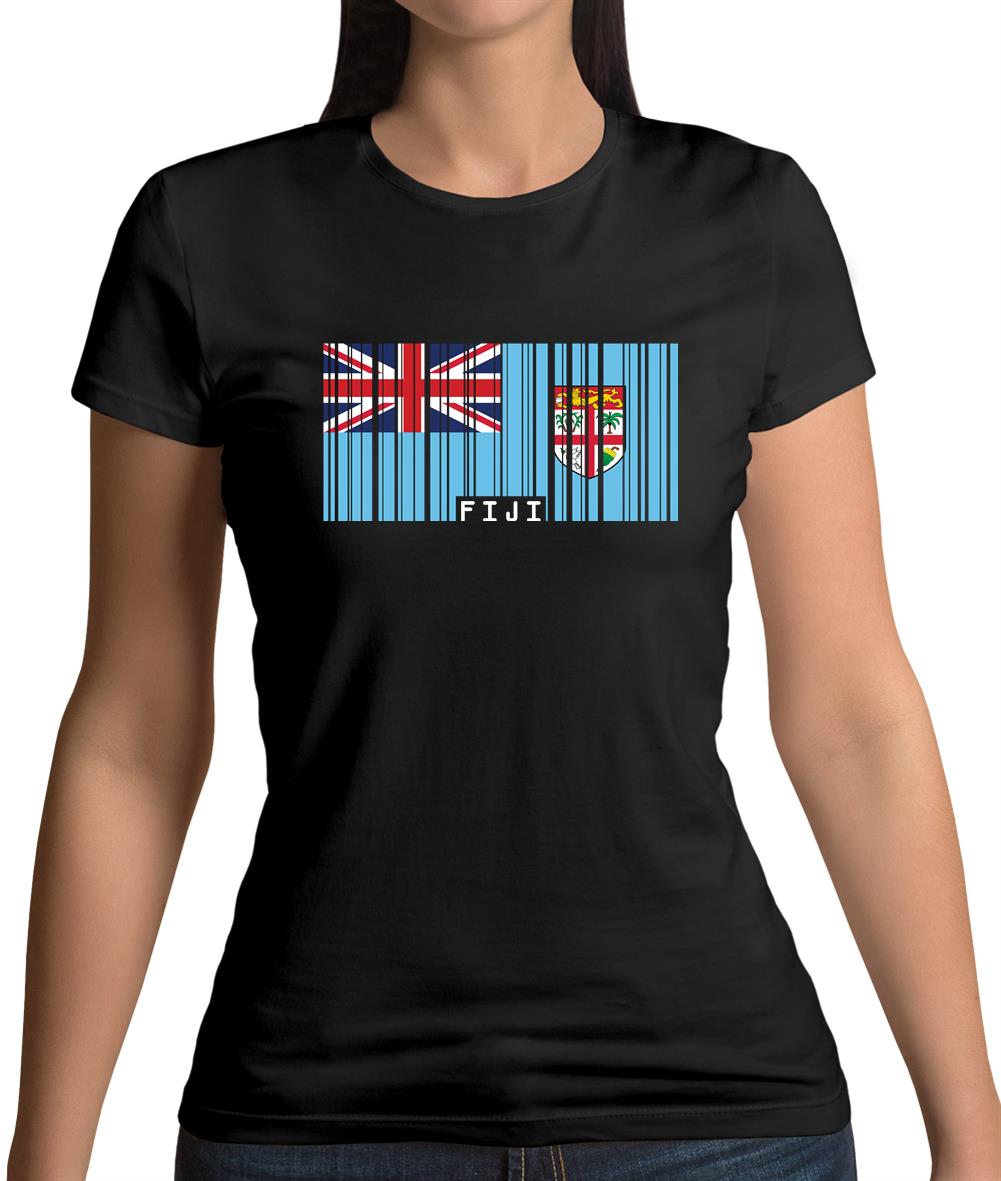 Fiji Barcode Style Flag Womens T-Shirt Fiji Barcode Style Flag Womens T-Shirt