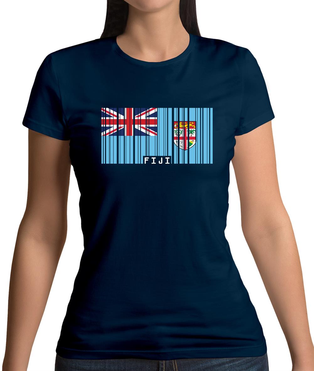 Fiji Barcode Style Flag Womens T-Shirt Fiji Barcode Style Flag Womens T-Shirt