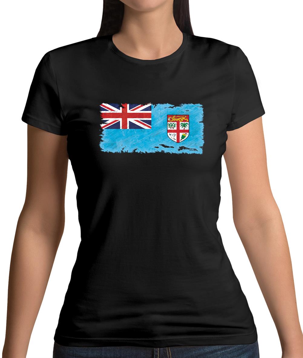 Fiji Grunge Style Flag Womens T-Shirt Fiji Grunge Style Flag Womens T-Shirt