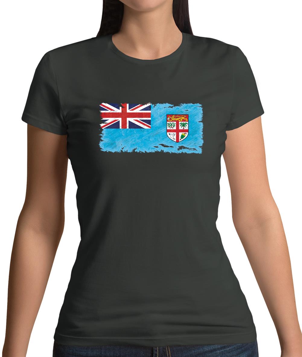 Fiji Grunge Style Flag Womens T-Shirt Fiji Grunge Style Flag Womens T-Shirt