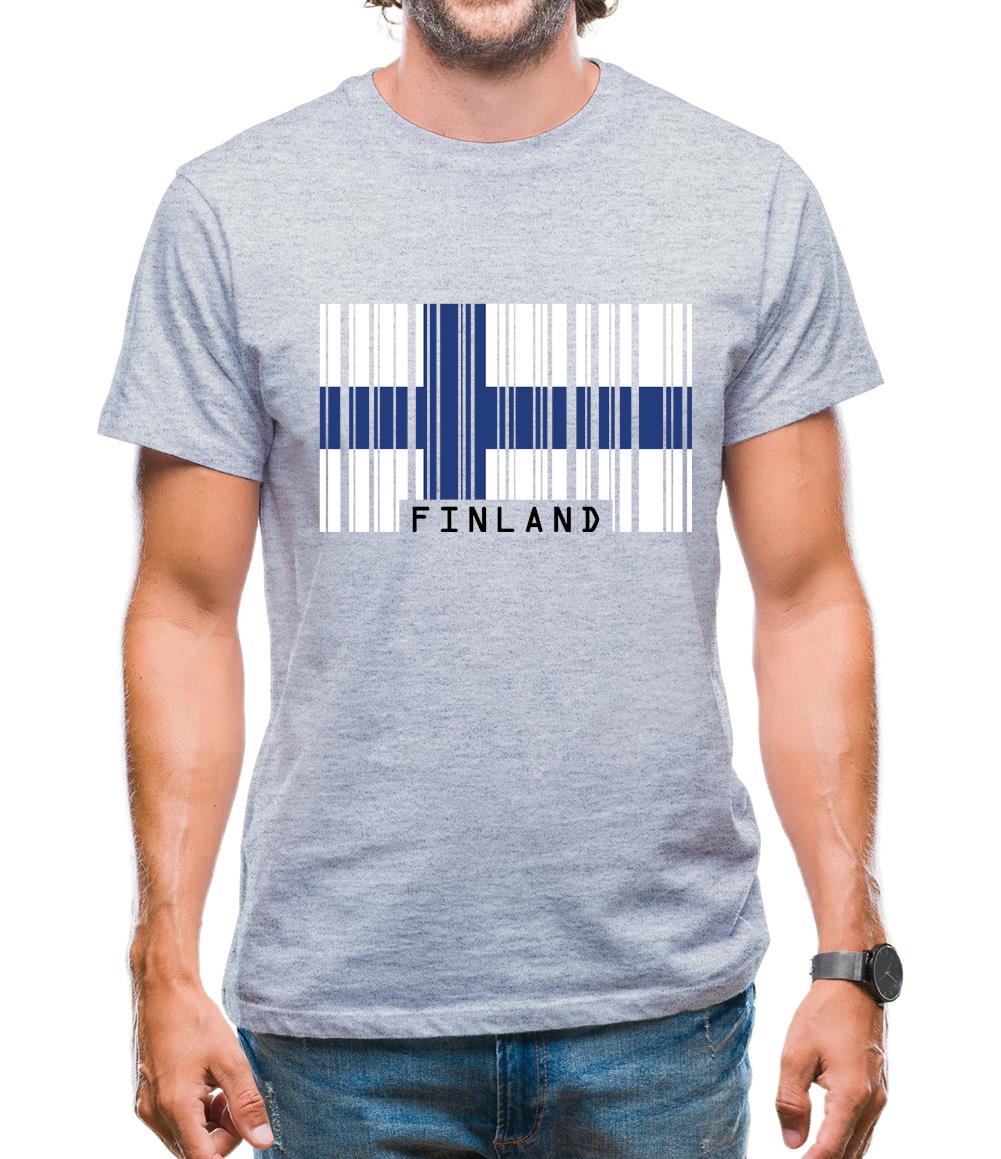 Finland Barcode Style Flag Mens T-Shirt Finland Barcode Style Flag Mens T-Shirt