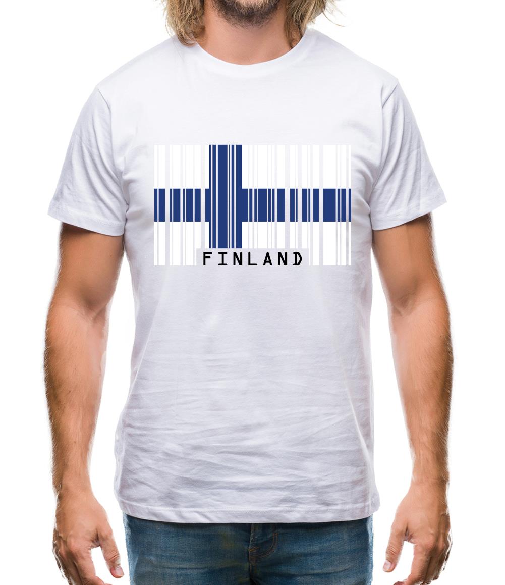 Finland Barcode Style Flag Mens T-Shirt Finland Barcode Style Flag Mens T-Shirt
