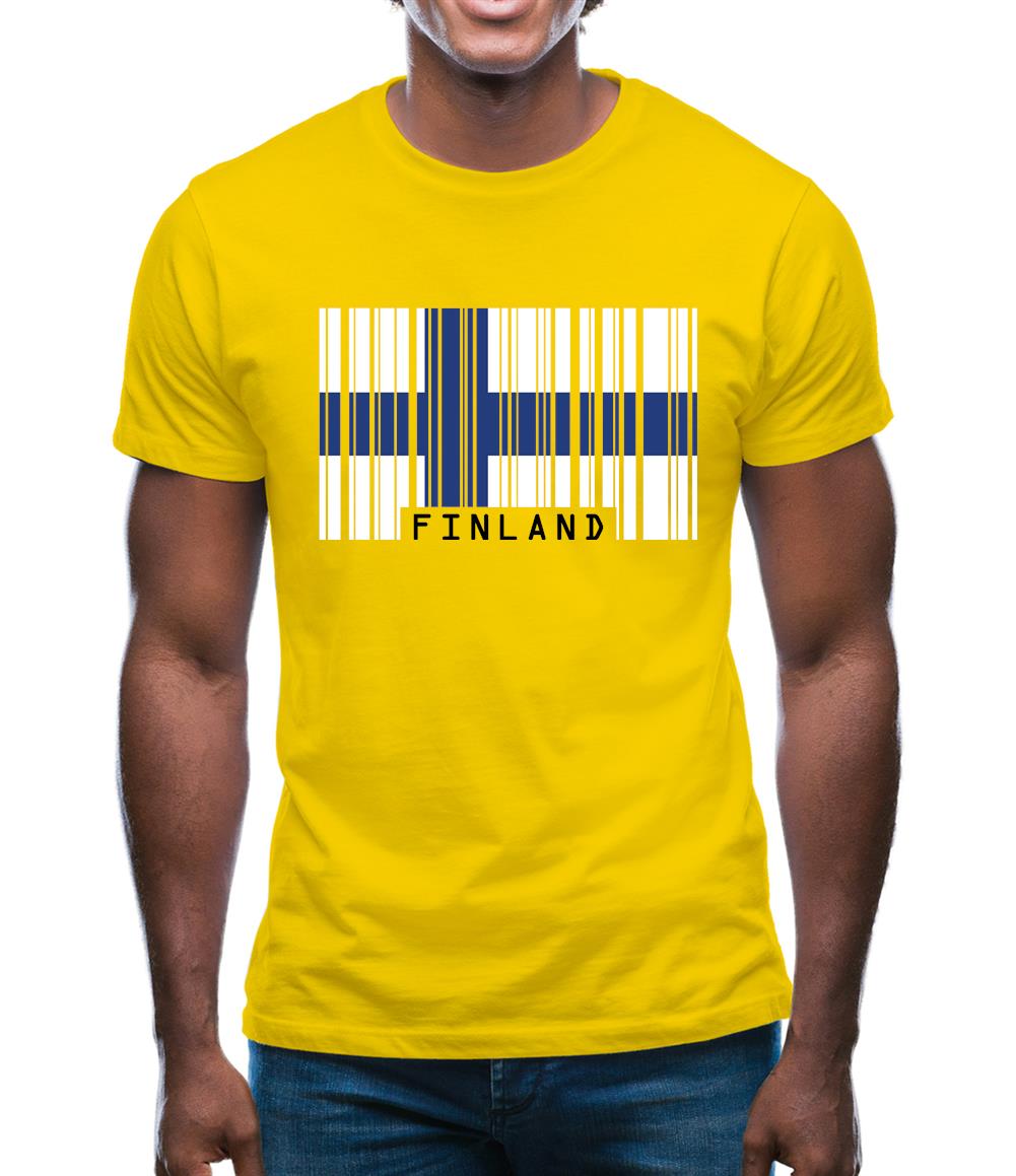 Finland Barcode Style Flag Mens T-Shirt Finland Barcode Style Flag Mens T-Shirt