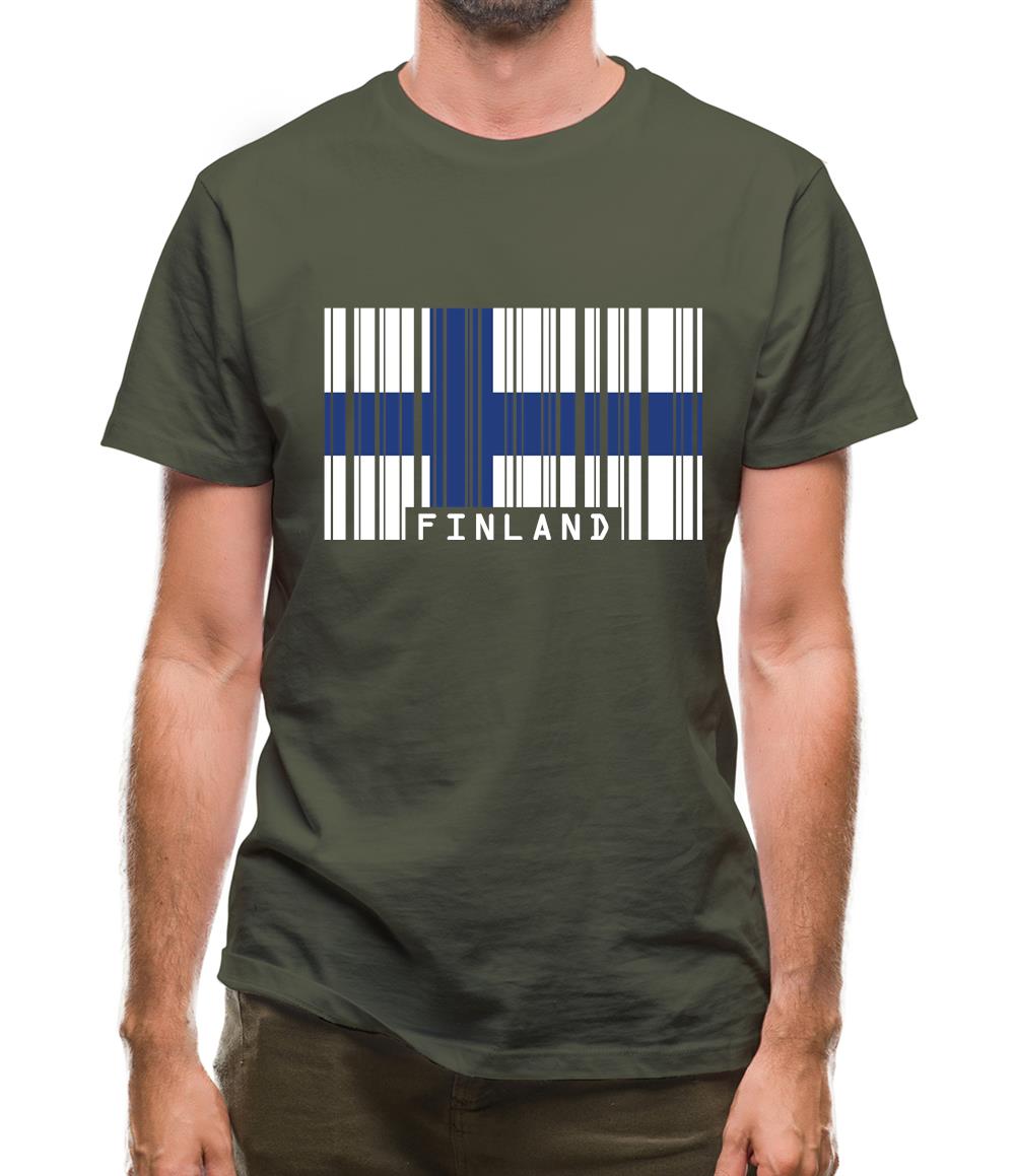 Finland Barcode Style Flag Mens T-Shirt Finland Barcode Style Flag Mens T-Shirt