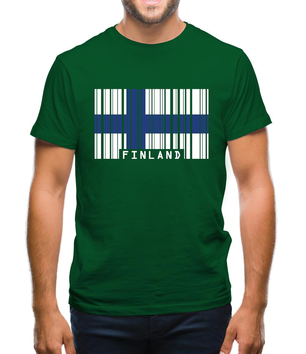 Finland Barcode Style Flag Mens T-Shirt Finland Barcode Style Flag Mens T-Shirt