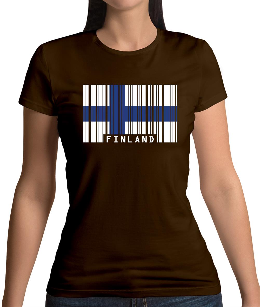 Finland Barcode Style Flag Womens T-Shirt Finland Barcode Style Flag Womens T-Shirt