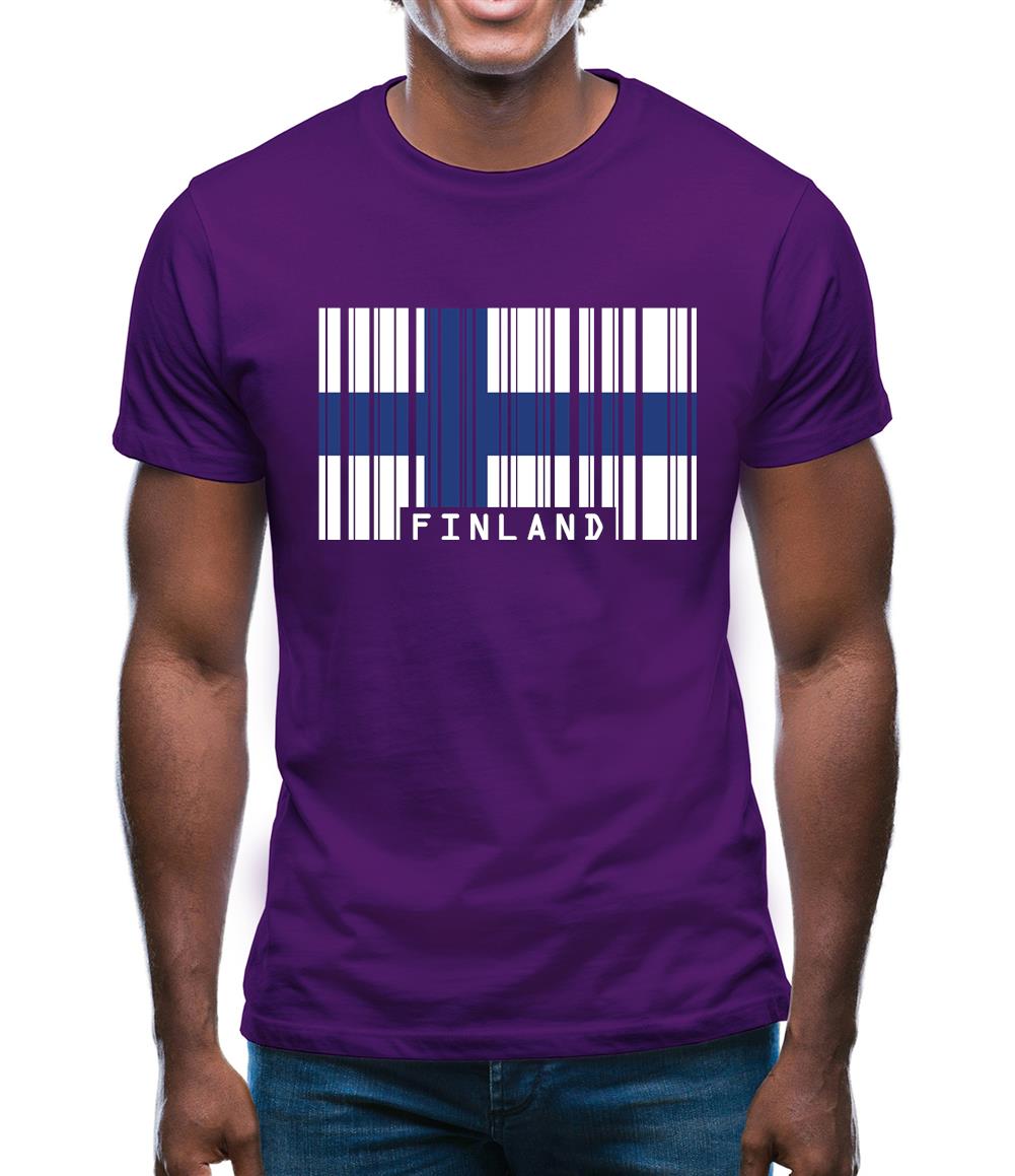 Finland Barcode Style Flag Mens T-Shirt Finland Barcode Style Flag Mens T-Shirt