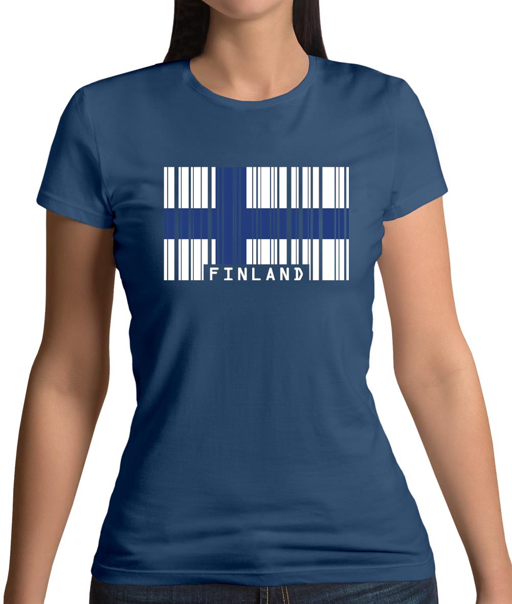 Finland Barcode Style Flag Womens T-Shirt Finland Barcode Style Flag Womens T-Shirt