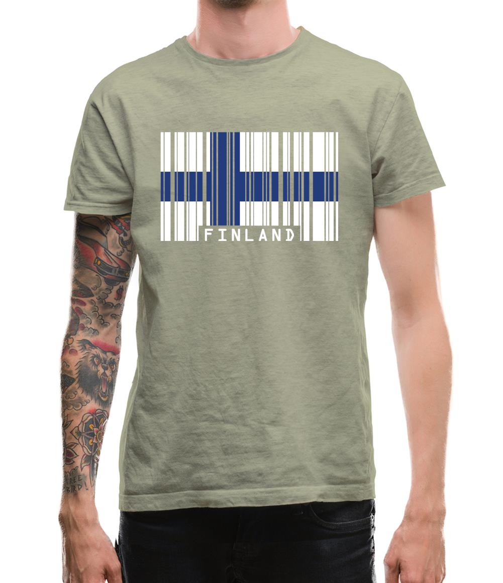 Finland Barcode Style Flag Mens T-Shirt Finland Barcode Style Flag Mens T-Shirt