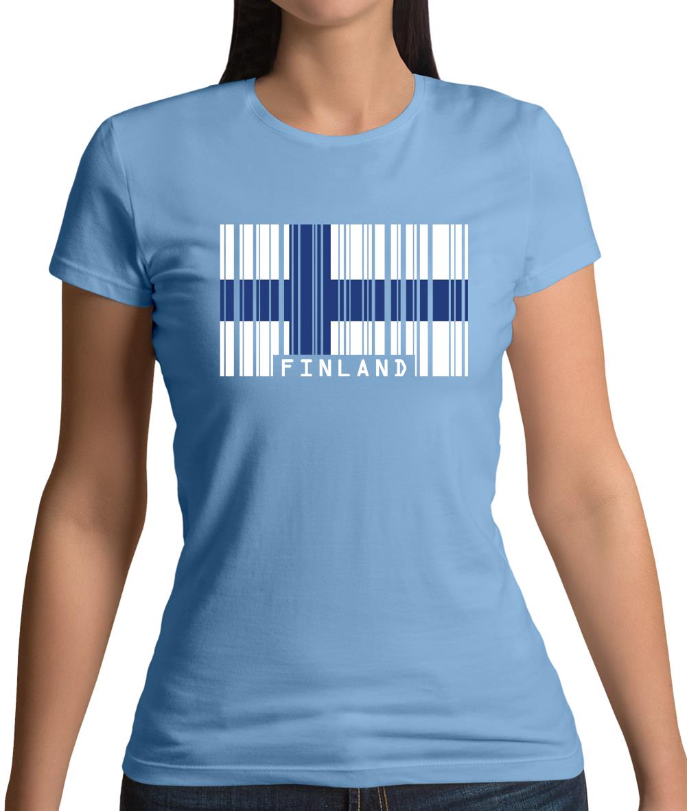 Finland Barcode Style Flag Womens T-Shirt Finland Barcode Style Flag Womens T-Shirt