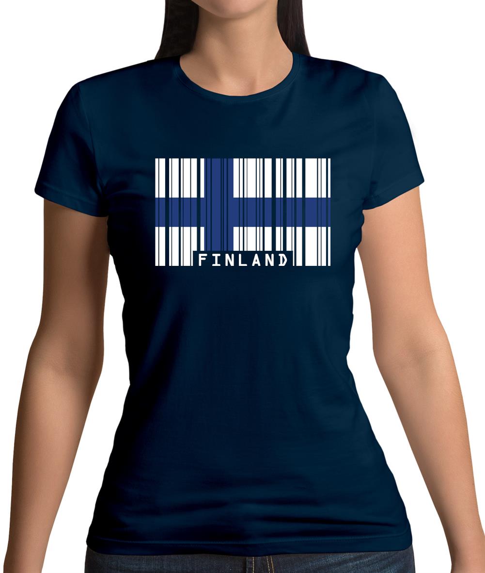 Finland Barcode Style Flag Womens T-Shirt Finland Barcode Style Flag Womens T-Shirt