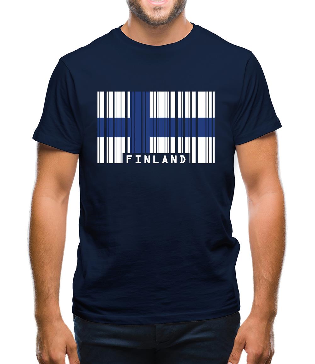 Finland Barcode Style Flag Mens T-Shirt Finland Barcode Style Flag Mens T-Shirt
