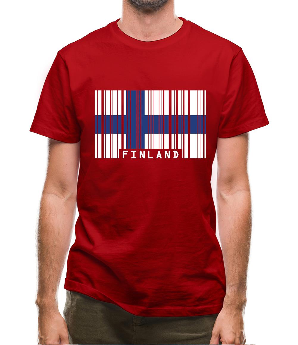 Finland Barcode Style Flag Mens T-Shirt Finland Barcode Style Flag Mens T-Shirt