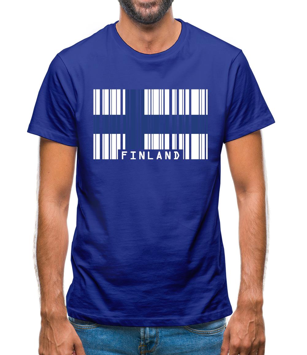 Finland Barcode Style Flag Mens T-Shirt Finland Barcode Style Flag Mens T-Shirt