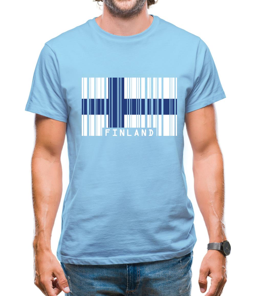 Finland Barcode Style Flag Mens T-Shirt Finland Barcode Style Flag Mens T-Shirt
