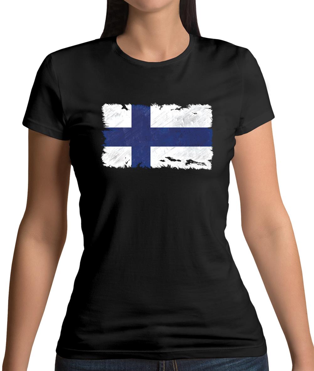 Finland Grunge Style Flag Womens T-Shirt Finland Grunge Style Flag Womens T-Shirt